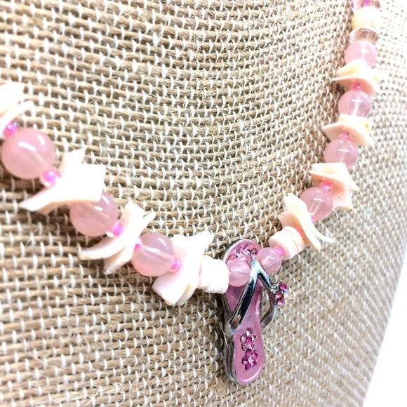 3/$30 FLIP FLOP CHARM NECKLACE SHELL FAUX PEARL BEACH VACATION - Picture 5 of 13